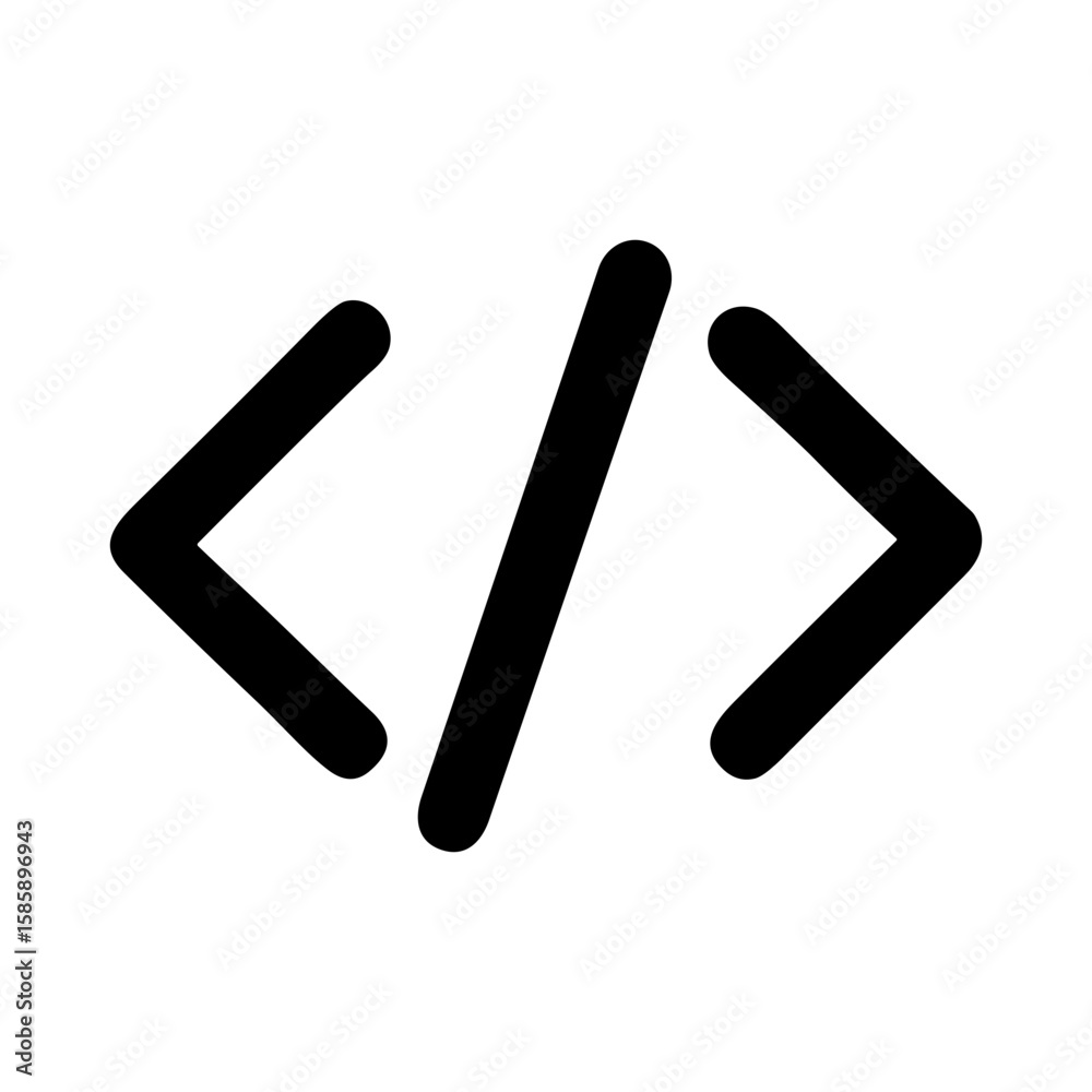 Poster simple outline code symbol with bracket icon and web element