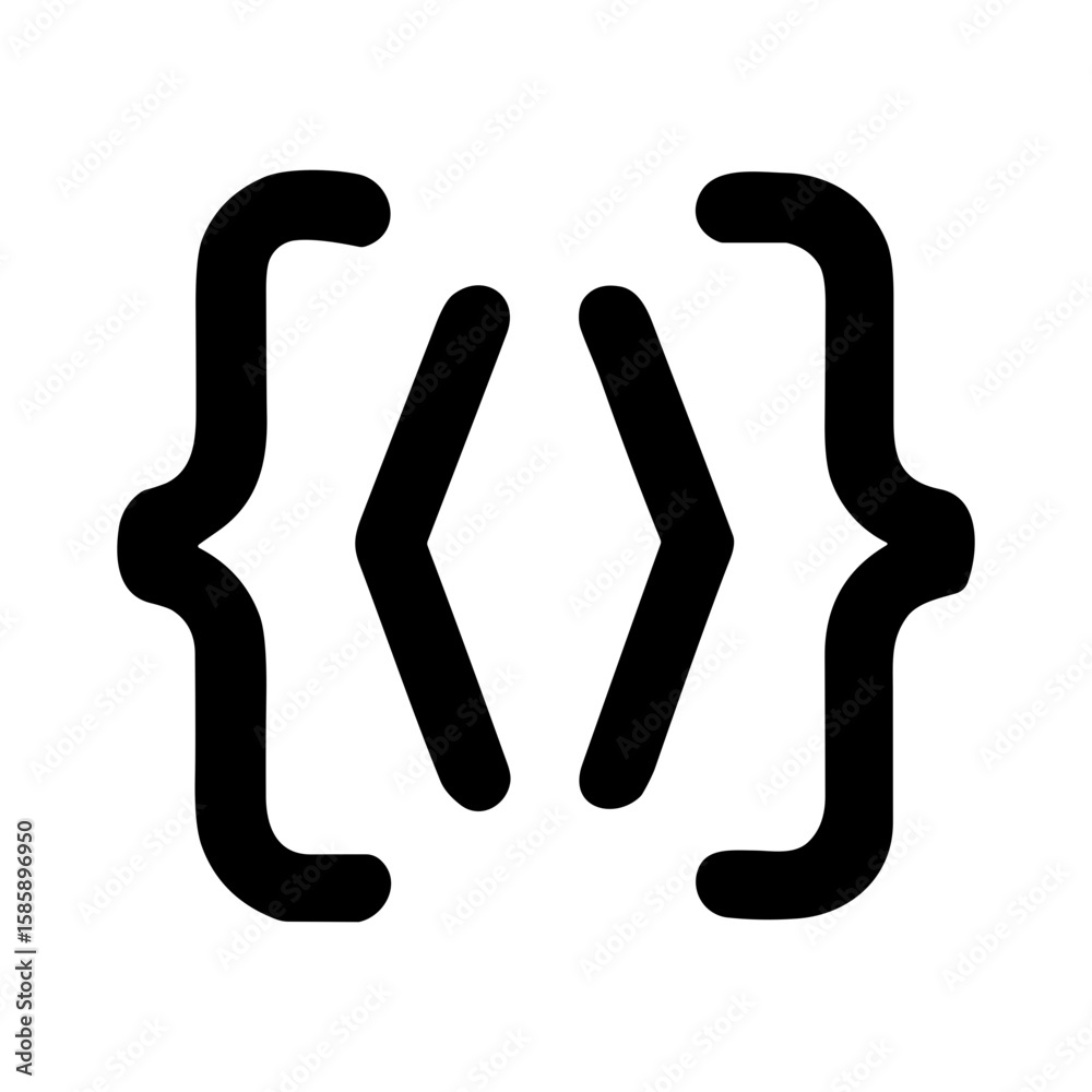 Aufkleber Simple Line Code Bracket Curly Braces Programming Element Icon