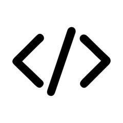 Obraz premium Simple Outline Code Symbol with Bracket Icon and Web Element