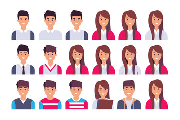 Character Collection: A curated set of avatar portraits. Featuring a variety of male and female faces, this image provides a diverse range of expressions and hairstyles.