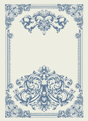 Vintage Baroque Victorian frame border flower pattern vector floral engraved scroll ornament leaf retro decorative design. filigree calligraphic heraldic shield swirl © bow