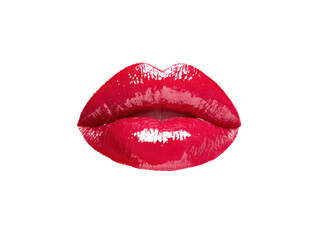 Fototapeta premium Glossy red lips with black background makeup beauty, Isolated, Transparent Png