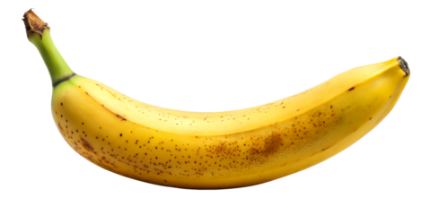 Ripe Banana with Brown Spots Isolated on Transparent Background