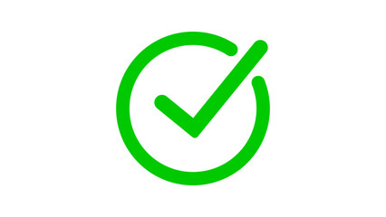 Green checkmark icon in round circular box vector illustration. Tick mark, correct icon, positive sign, approved icon.