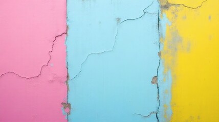 Obraz premium Peeling Wall with Colors, Abstract Texture, Pink and Yellow