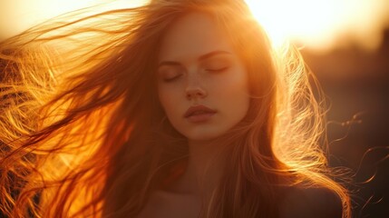 Woman portrait golden light