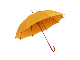 Vibrant orange umbrella open against black background isolated, Isolated, Transparent Png