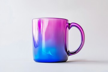 Gradient Glass Mug on White Background with Blue and Purple Hues