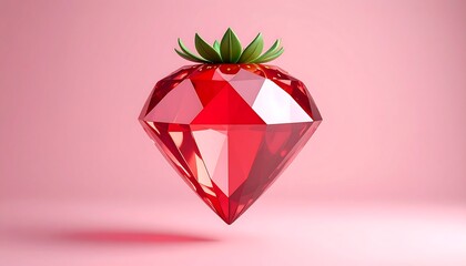 A vibrant, 3D strawberry diamond