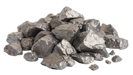 Pile of precious rare earth cerium (Ce) on white or transparent background