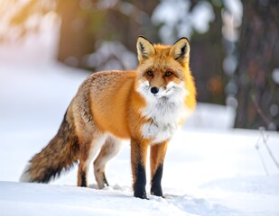 Naklejka premium red fox in snow