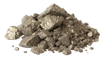 Pile of precious rare earth europium (Eu) on white or transparent background