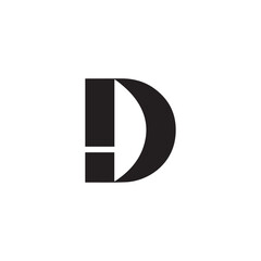 A creative minimalist "D" letter logo design with black and white color.