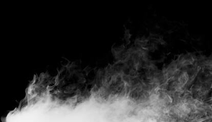 white smoke isolated on black background, abstract powder, water spray, Add smoke effect