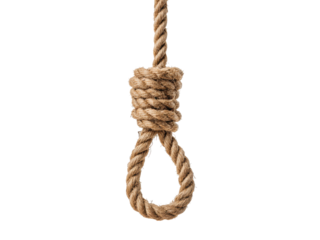 Thick brown rope noose knot hanging loop image, Isolated, Transparent Png