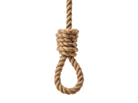 Thick brown rope noose knot hanging loop image, Isolated, Transparent Png