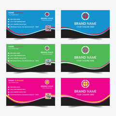 Corporate business card design template set.