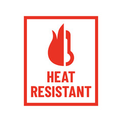 Heatproof Red Stamp Label with Fire and Temperature Icon