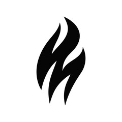 Obraz premium Black fire silhouette – minimal flame icon vector design