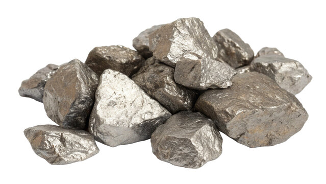 Pile of precious rare earth samarium (Sm) isolated on transparent background