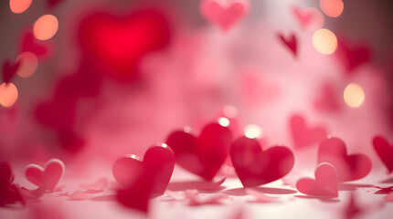 Romantic Valentine's Day Background - Volumetric Light Beams, Dust & Fog Glow, Soft Blurred Bokeh, Close-Up Warm Lighting for Love Themes