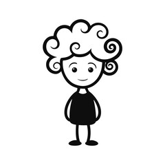 Fototapeta premium vector illustration of doodle style character hair with swirl curls 