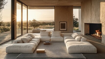 Modern, light-filled living room with a sectional sofa