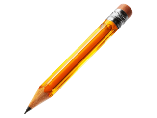 Transparent orange pencil with graphite tip and pink eraser image, Isolated, Transparent Png
