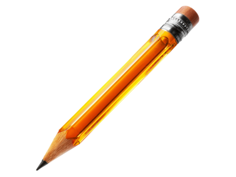 Transparent orange pencil with graphite tip and pink eraser image, Isolated, Transparent Png