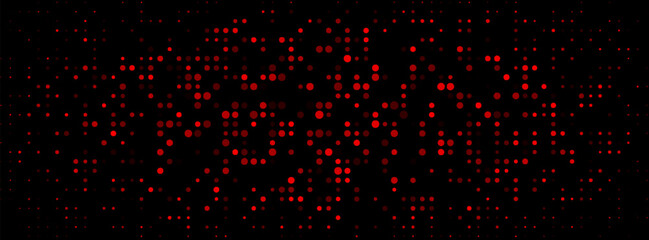 Abstract Red Dots on Black Background with Digital Light Effect