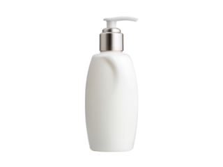 Sleek white lotion bottle with silver pump dispenser image, Isolated, Transparent Png