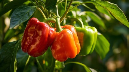 bell pepper on plantation garden 