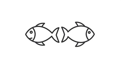 Two simple line art fish facing each other