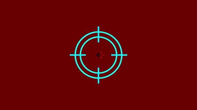Military target icon color animation with red color screen background. HD Video.