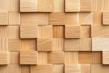 Geometric Wood Pattern: An artistic display of wooden blocks creating a captivating 3D effect. The varying shades of natural wood grain add warmth and texture to this abstract composition.