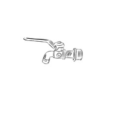 ​A hand-drawn line art vector illustration of a water faucet
