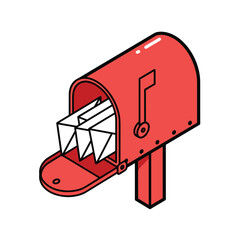 Red mailbox overflowing with letters receiving mail postal service communication delivery