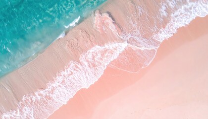 Fototapeta premium Aerial View Of Pink Sand Beach With Turquoise Water