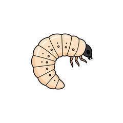 Adorable illustration of a grubs curled up ready to grow and thrive in soil