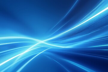 Abstract blue light streaks flowing across a dark background image