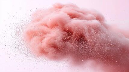 Fototapeta premium Pink cloud of fluffy material, scattering