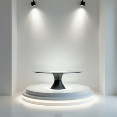 Fototapeta premium Modern Minimalist Table Display with Illuminated Base