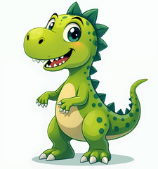 Obraz premium Playful Green Dinosaur Smiling in Bright Daylight