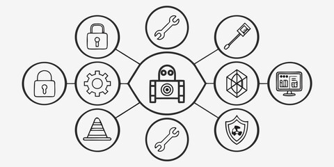 Fototapeta premium Technology concept icons robot network icons icon png