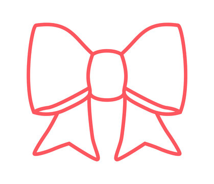 Ribbon bow emoji icon. Pookie emoji. pink ribbon icon style vector isolated background.