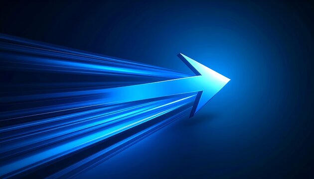A blue arrow with speed lines - Powered by Adobe