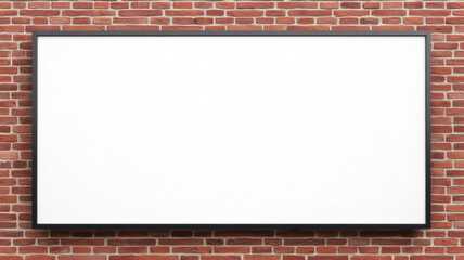 White Blank Billboard Mockup on Brick Wall with Copy Space for Advertisement Design