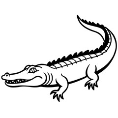 Crocodile line art vector
