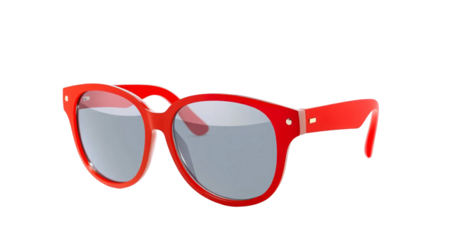 Sunglasses with red frames isolated on transparent background