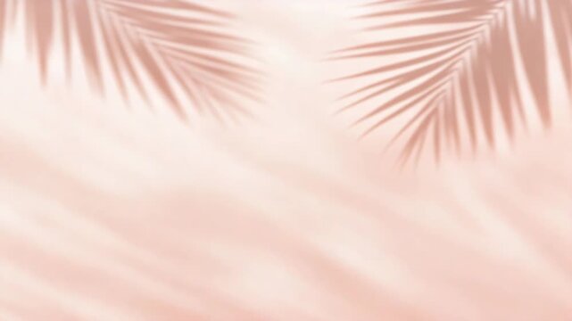 Soft light bathes the scene as the delicate fronds of a palm tree cast gentle shadows across a pastel-colored backdrop, creating an image of peace, serenity, and nature's artistry.